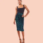 Multi Sequin Velvet Midi Skirt