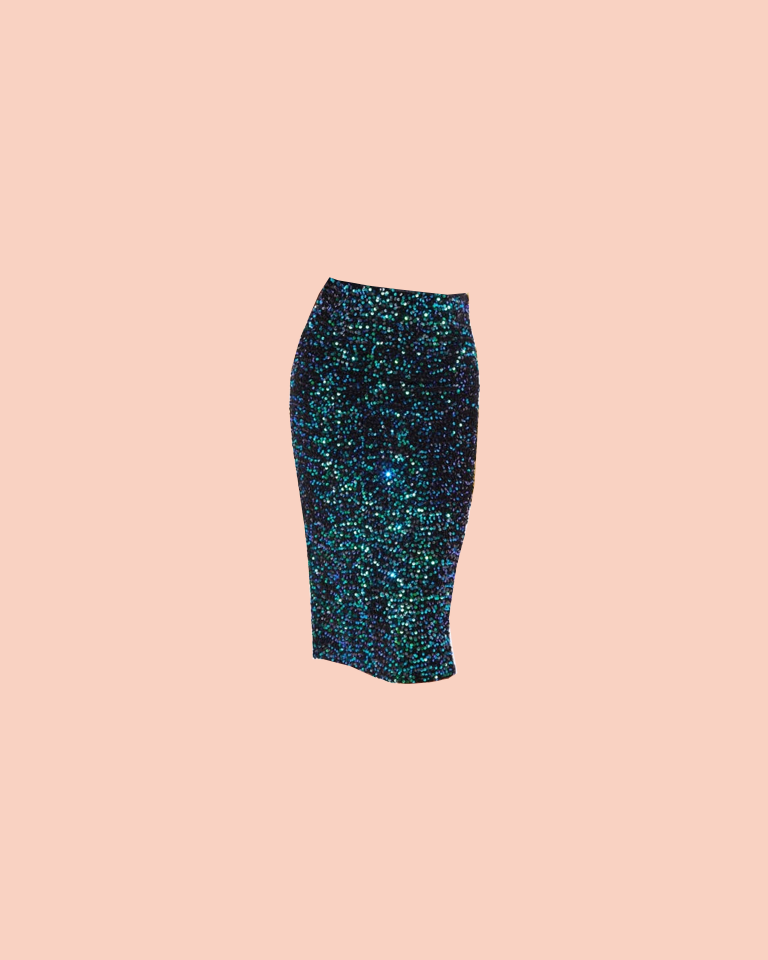 Multi Sequin Velvet Midi Skirt